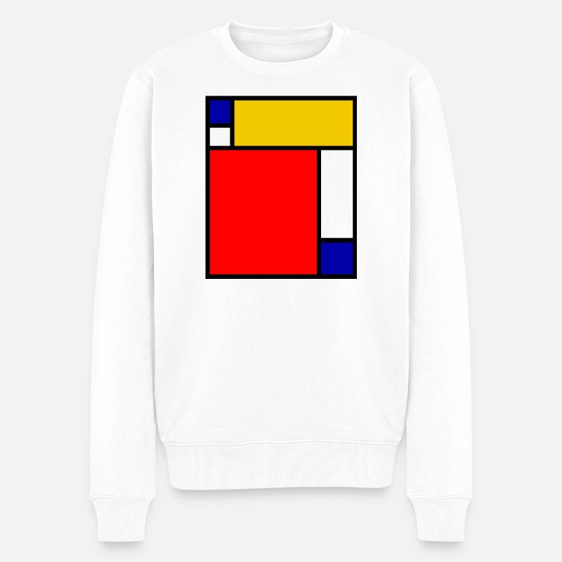 Mondrian 4 - Männer Premium Bio Pullover - Weiß