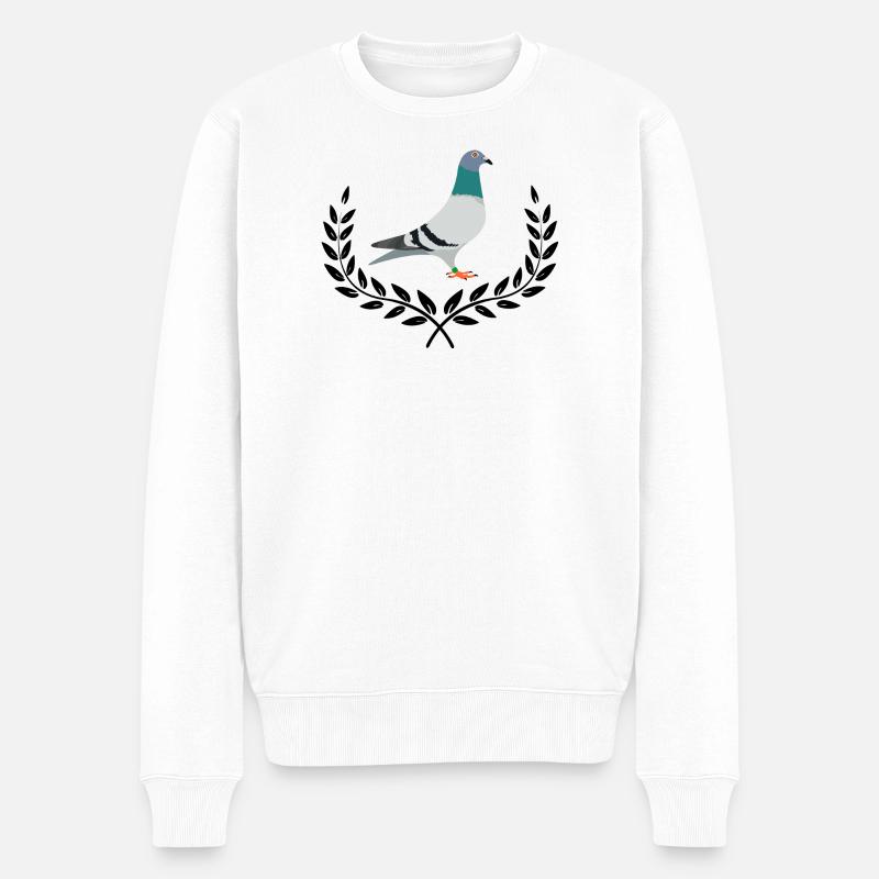 Pigeon avec couronne de laurier - Pull Premium bio Homme - blanc