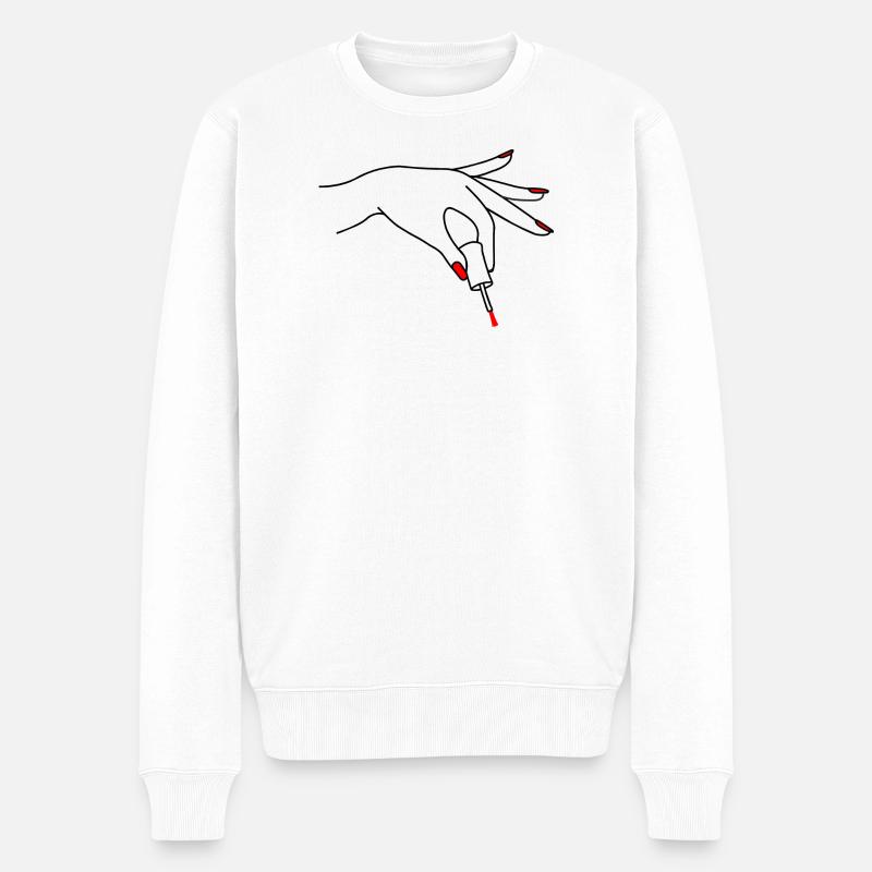 Nagellack-Pediküre-Logo 3 - Männer Premium Bio Pullover - Weiß