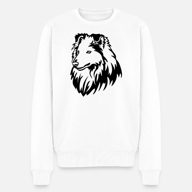 Tête de Sheltie - Pull Premium bio Homme - blanc