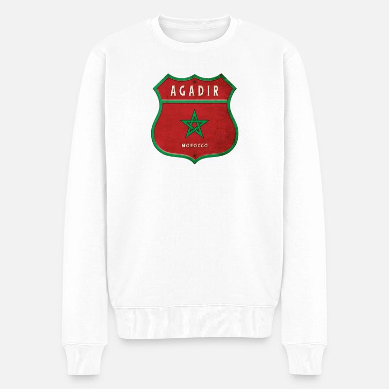 Agadir Marokko Wappen Flaggen Design - Männer Premium Bio Pullover - Weiß