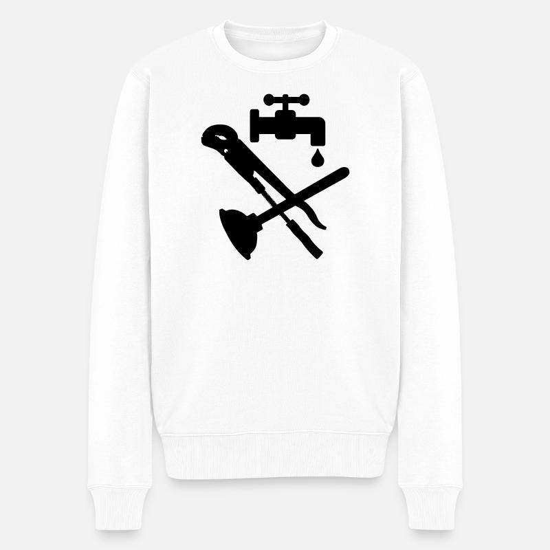 Logo des Werkzeugklempnerkrans - Männer Premium Bio Pullover - Weiß