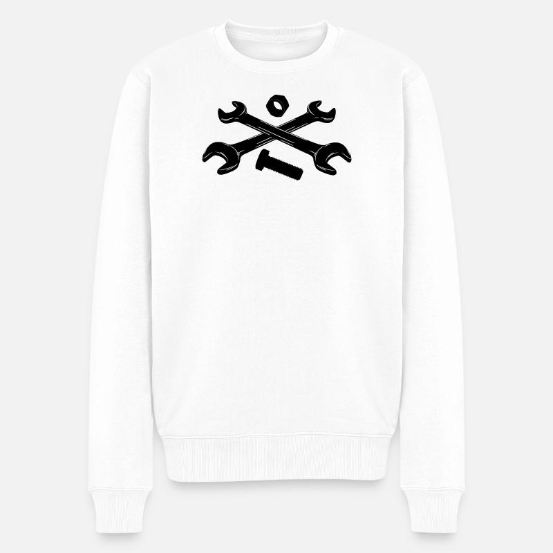 Outils clés écrou et boulon - Pull Premium bio Homme - blanc