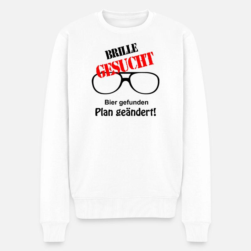 Brille gesucht - Männer Premium Bio Pullover - Weiß