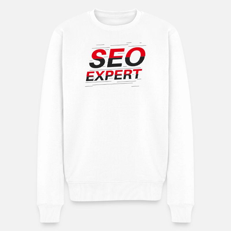 Expert SEO : Typographie abstraite - Pull Premium bio Homme - blanc