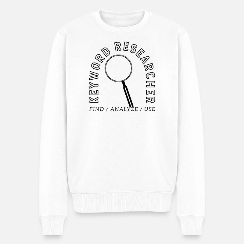 Chercheur en mots-clés – Conception d’emblèmes SEO - Pull Premium bio Homme - blanc