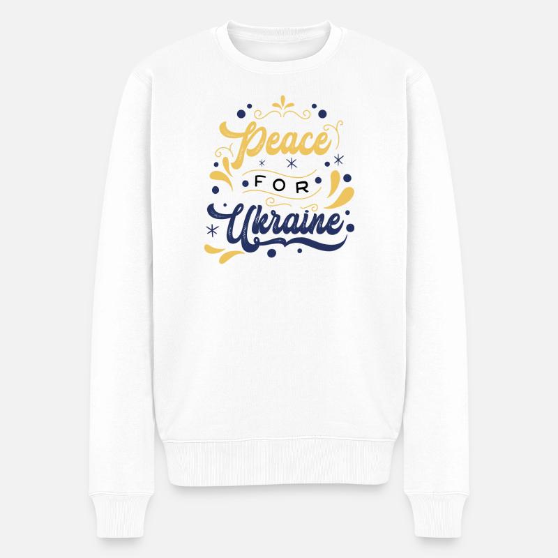 Friedensbotschaft Ukraine Illustration - Männer Premium Bio Pullover - Weiß