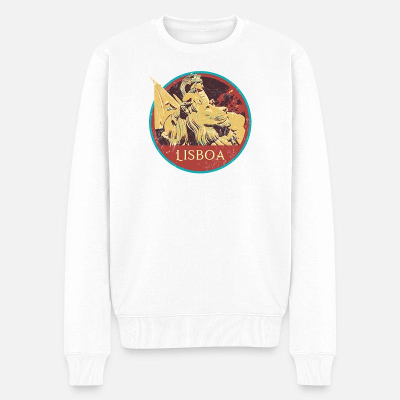 Lissabon Portugal, Augusta Straße - Männer Premium Bio Pullover - Weiß