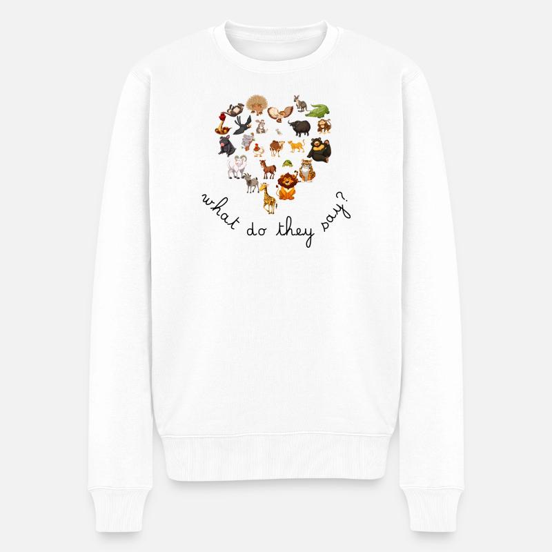 Cartoon Kindertiere - Männer Premium Bio Pullover - Weiß