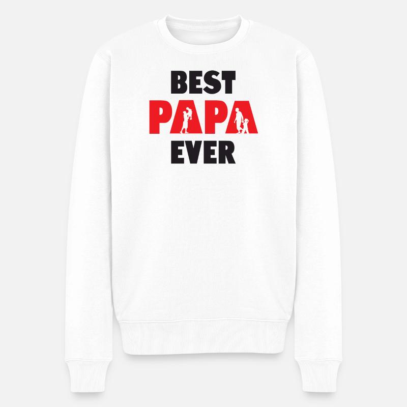 Bester Papa aller Zeiten - Männer Premium Bio Pullover - Weiß