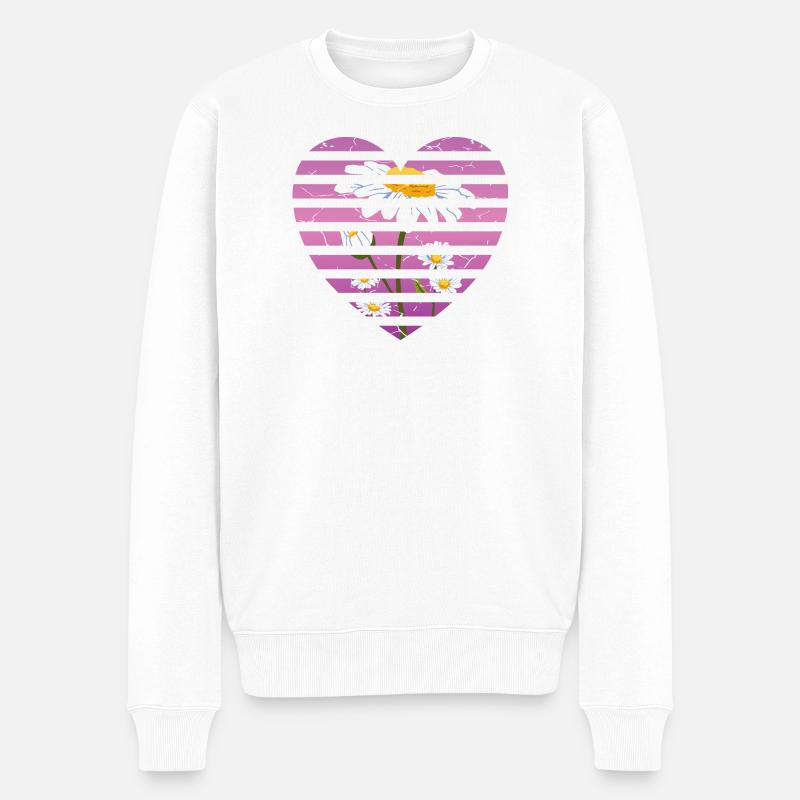 Ich Liebe Sonnenblumen - Männer Premium Bio Pullover - Weiß