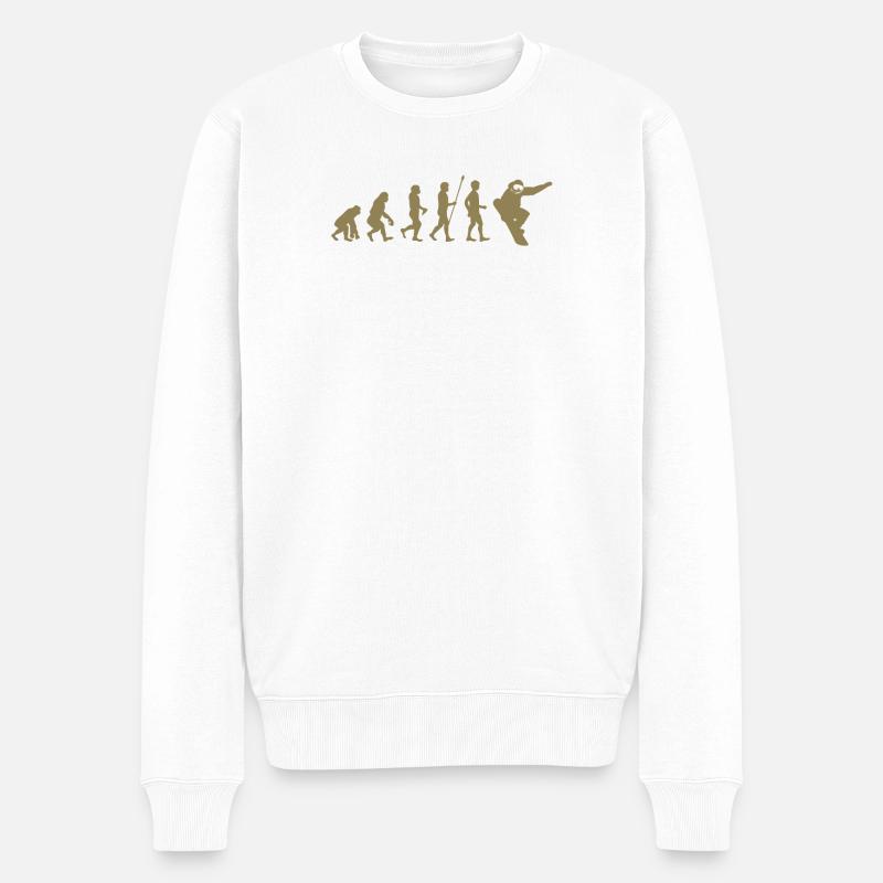 Snowboarder Evolution Geschenkidee - Männer Premium Bio Pullover - Weiß