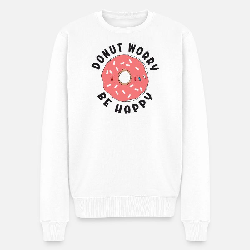 Donut Worry Soyez heureux - Pull Premium bio Homme - blanc
