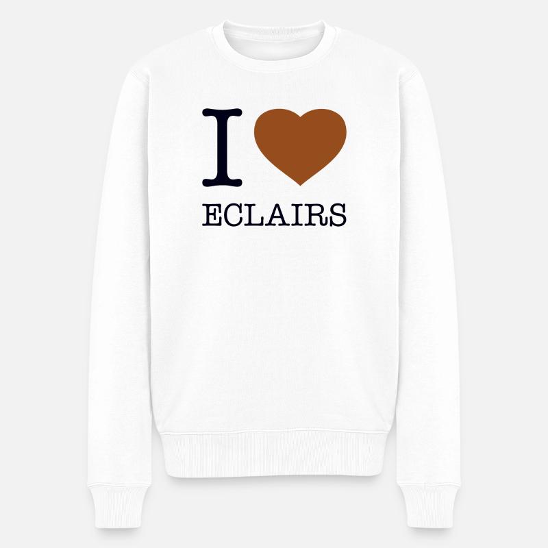 I LOVE ECLAIRS - Männer Premium Bio Pullover - Weiß