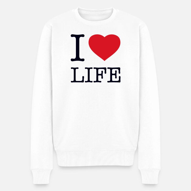 I LOVE LIFE - Männer Premium Bio Pullover - Weiß