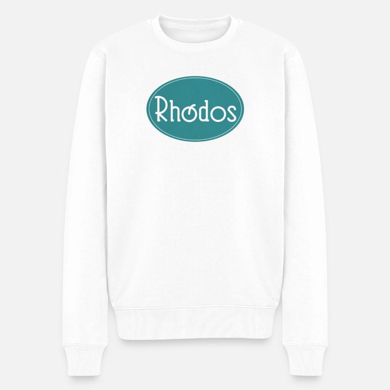 Rhodos Insel Retro Logo - Männer Premium Bio Pullover - Weiß