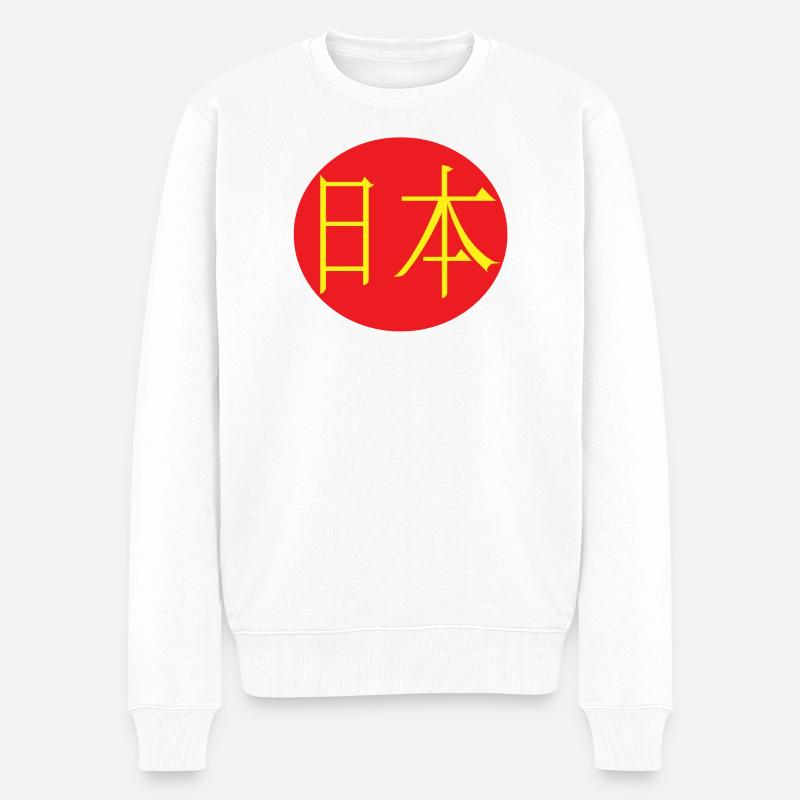Nihon gelb und rot - Männer Premium Bio Pullover - Weiß