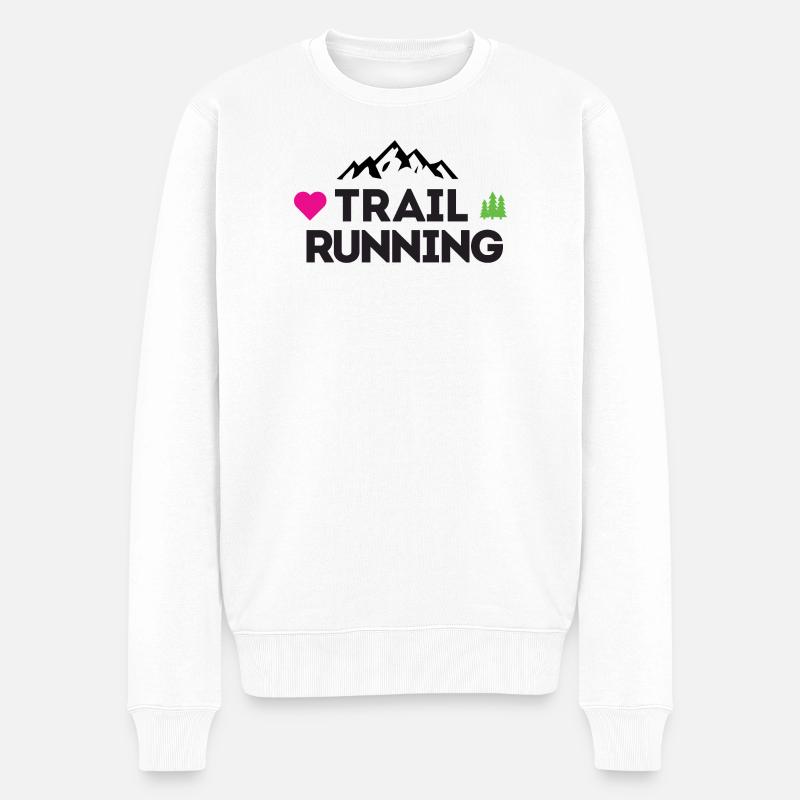 Ich liebe Trailrunning - Männer Premium Bio Pullover - Weiß