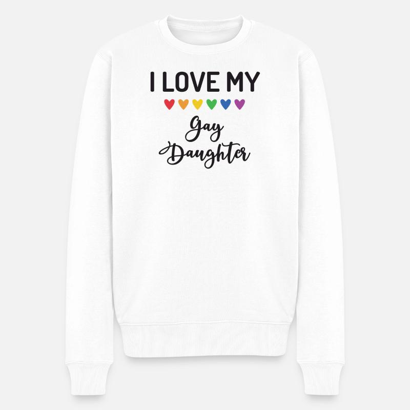 Ich liebe meine schwule Tochter - Männer Premium Bio Pullover - Weiß