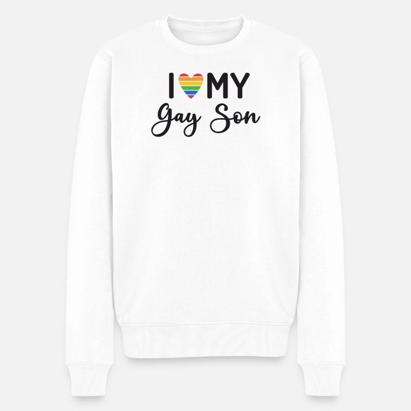 Ich liebe meinen schwulen Sohn - Männer Premium Bio Pullover - Weiß