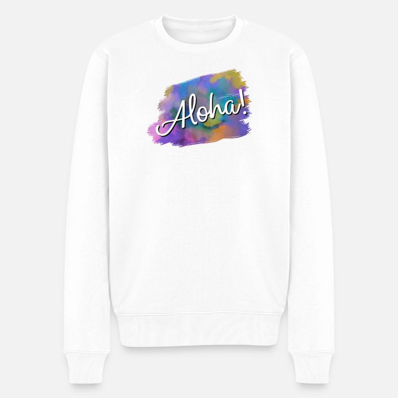 Aloha! - Männer Premium Bio Pullover - Weiß