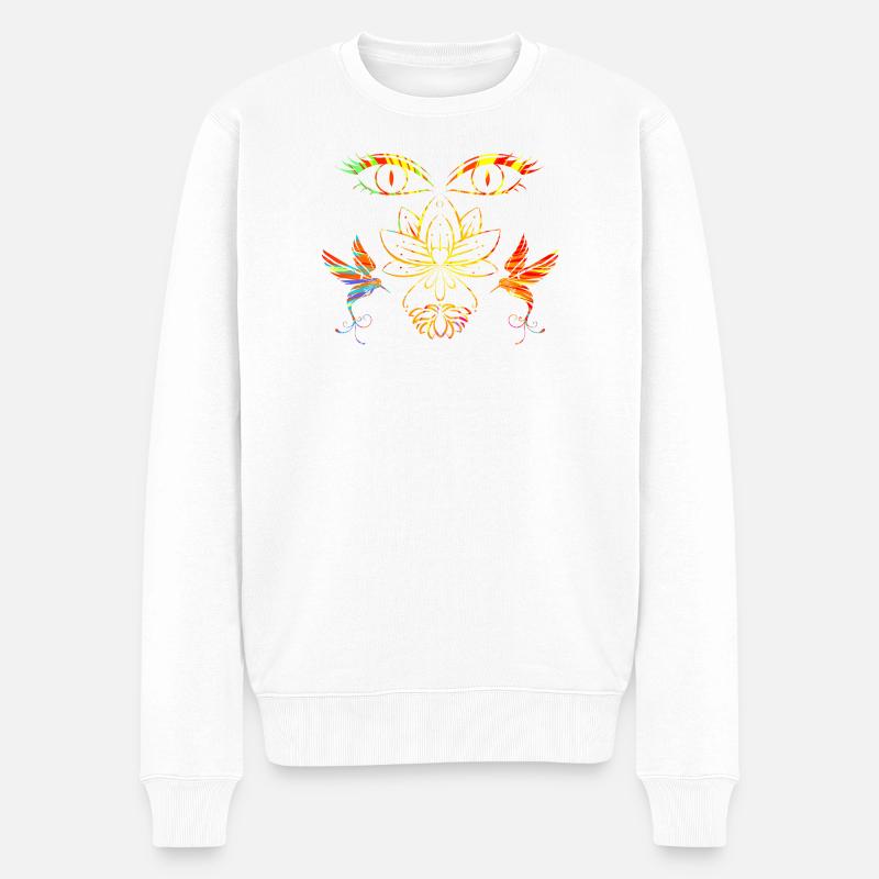 Zen-Gesicht - Männer Premium Bio Pullover - Weiß