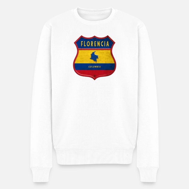 Florencia Kolumbien Wappen Design - Männer Premium Bio Pullover - Weiß