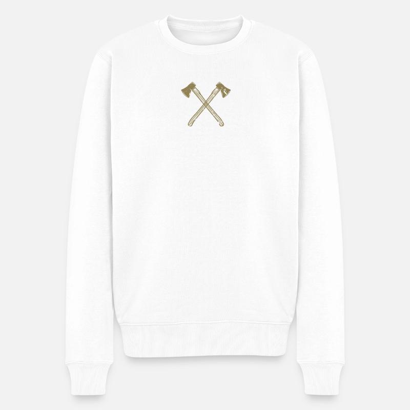 Axt gekreuzte Äxte - Männer Premium Bio Pullover - Weiß