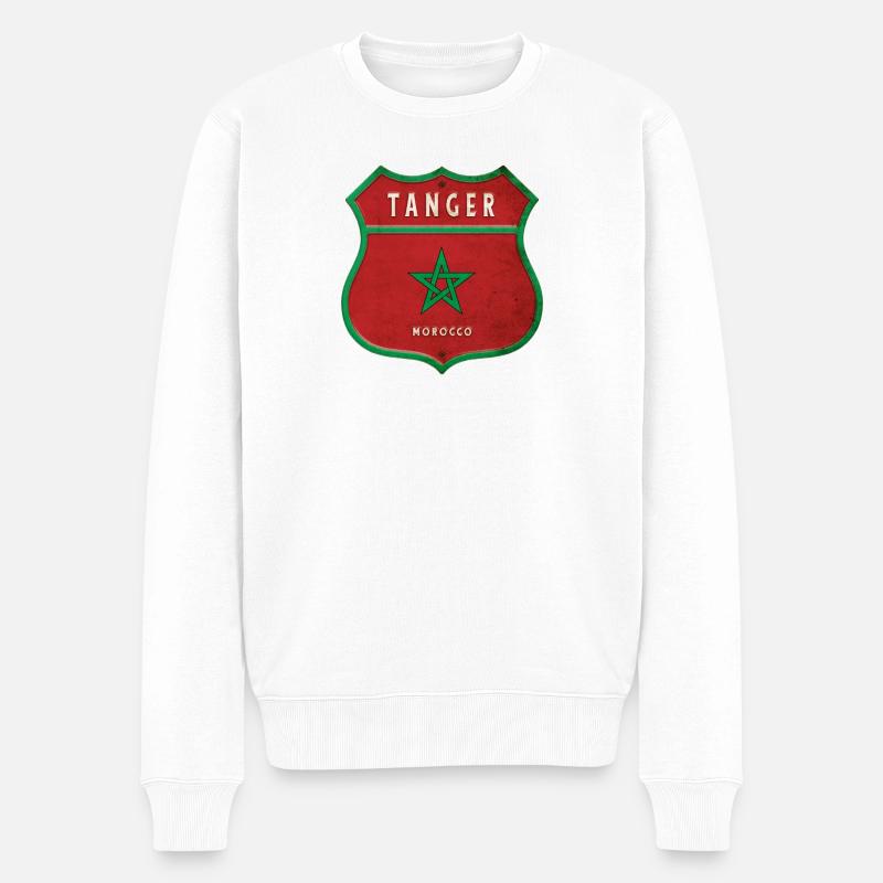 Tanger Maroc Armoiries Drapeaux Design - Pull Premium bio Homme - blanc