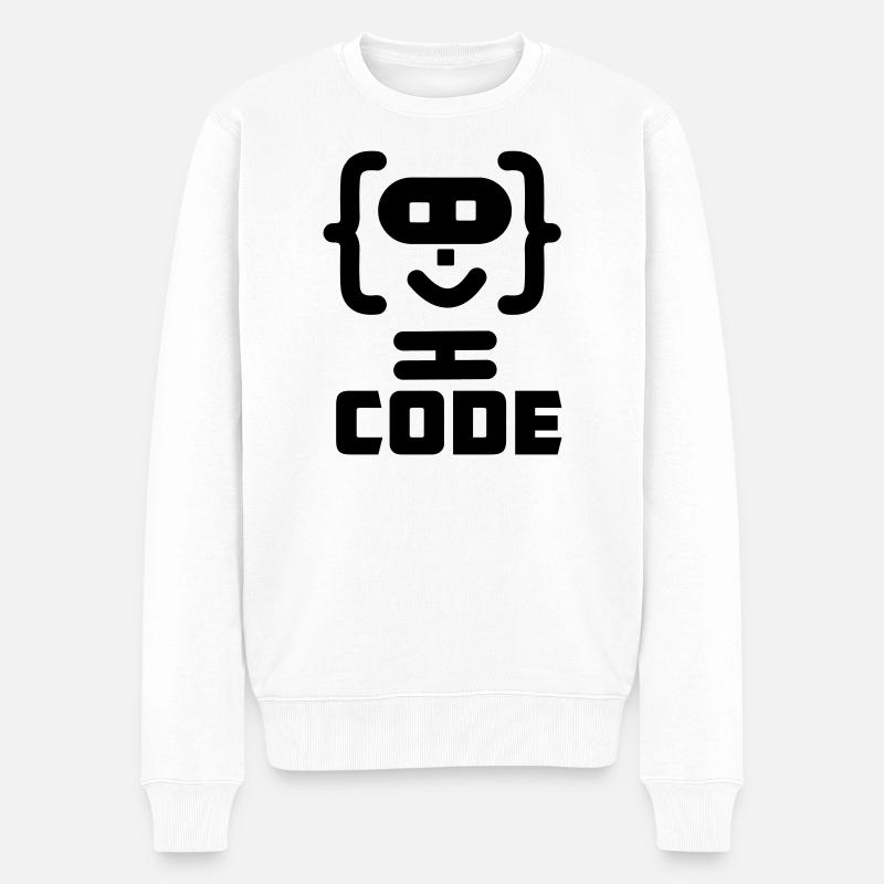 Hacker-Programmierer-Code-Logo mit Text CODE - Männer Premium Bio Pullover - Weiß