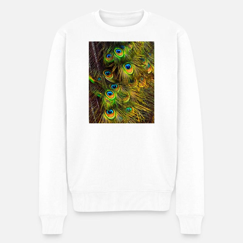 Pfauenfedern  - Männer Premium Bio Pullover - Weiß