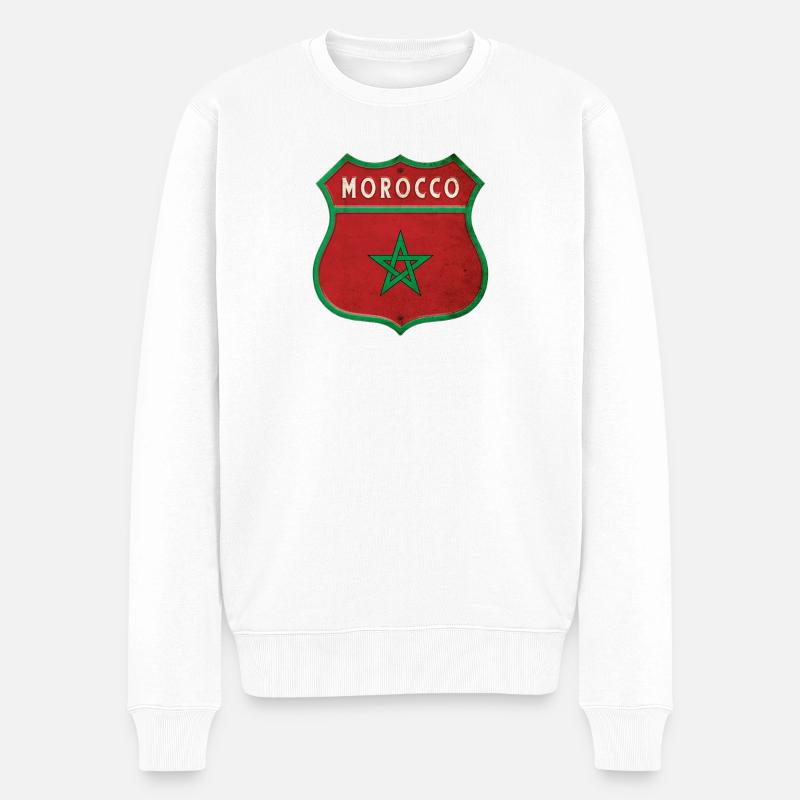 Maroc Armoiries Drapeaux Design - Pull Premium bio Homme - blanc