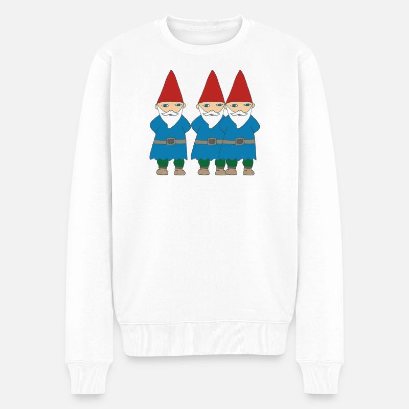 gartenzwerge trio - Männer Premium Bio Pullover - Weiß