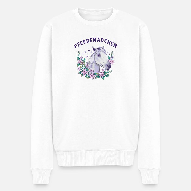 Pferdemädchen - Männer Premium Bio Pullover - Weiß