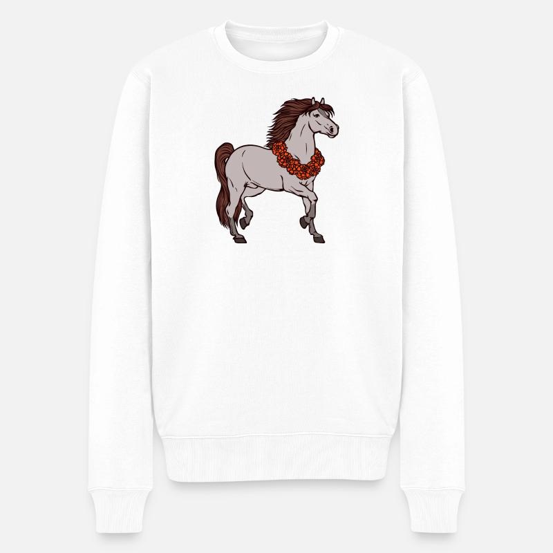 Cool Pferde Galopp Islandpferde Pferdefan - Männer Premium Bio Pullover - Weiß