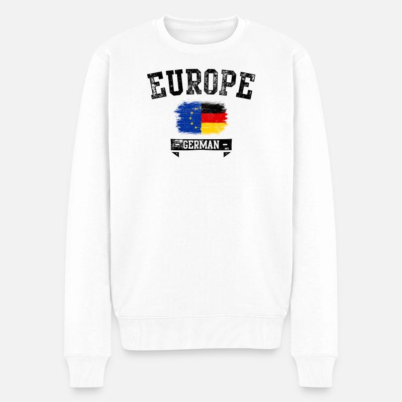 EU Deutschland Flagge Pinselmischung - Männer Premium Bio Pullover - Weiß