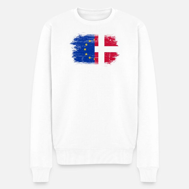 EU Dänemark Flagge Fusion - Männer Premium Bio Pullover - Weiß