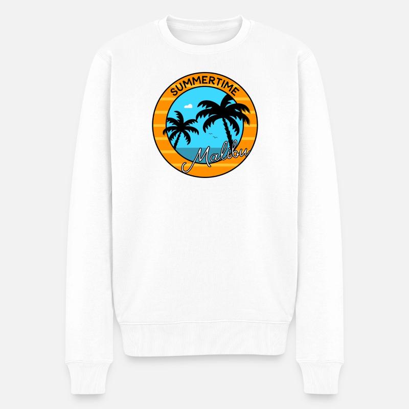 Summertime Malibu - Männer Premium Bio Pullover - Weiß