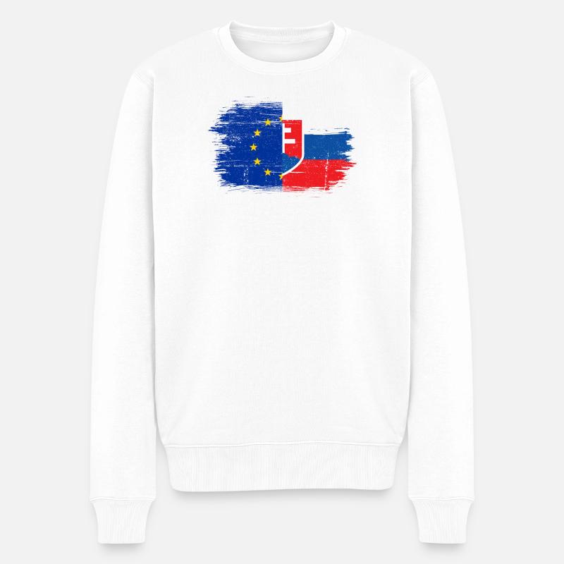 EU Slowakei Flagge Fusion - Männer Premium Bio Pullover - Weiß