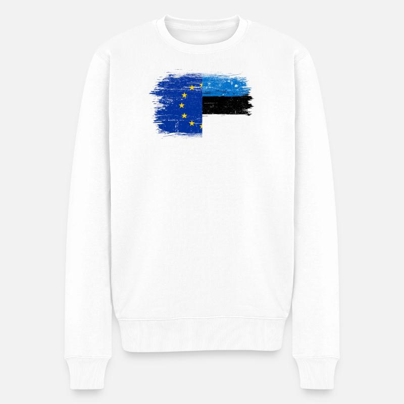 Fusion der EU-deutschen Flagge - Männer Premium Bio Pullover - Weiß