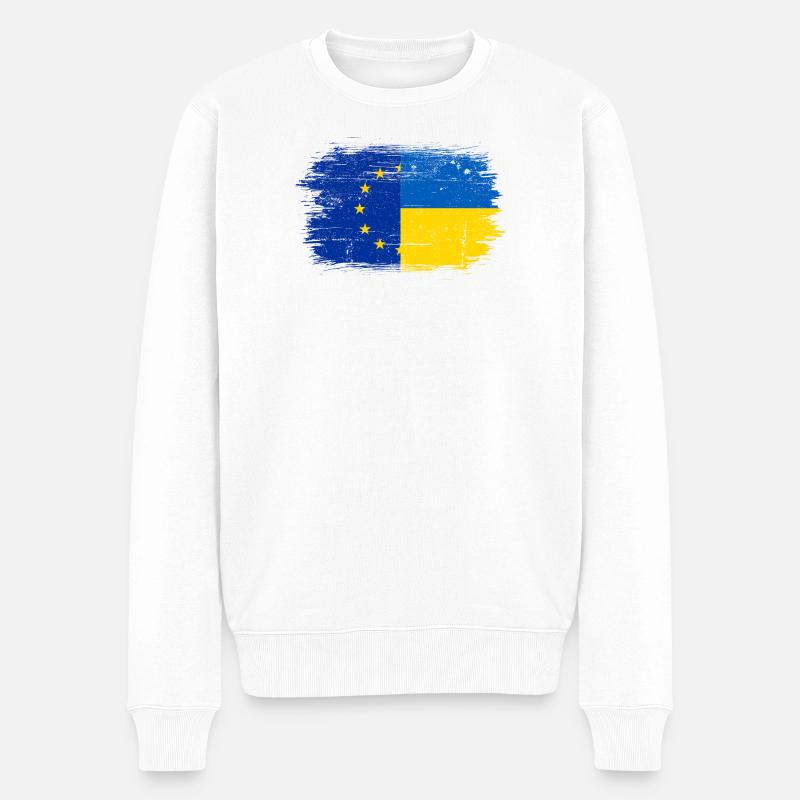EU Ukraine Flagge Fusion - Männer Premium Bio Pullover - Weiß