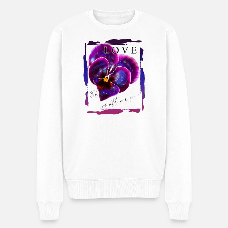 Violettes avec galaxie pour la Saint-Valentin - Pull Premium bio Homme - blanc