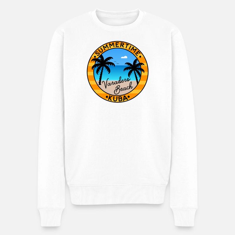 Summertime Kuba - Varadero Beach - Männer Premium Bio Pullover - Weiß