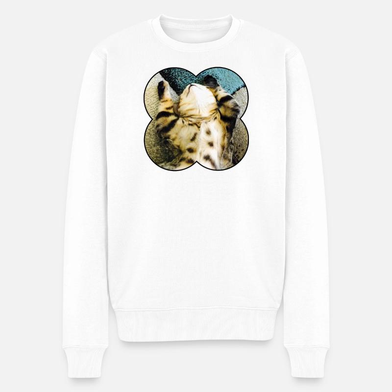 Katzenkuschel im Blütenrahmen - Männer Premium Bio Pullover - Weiß