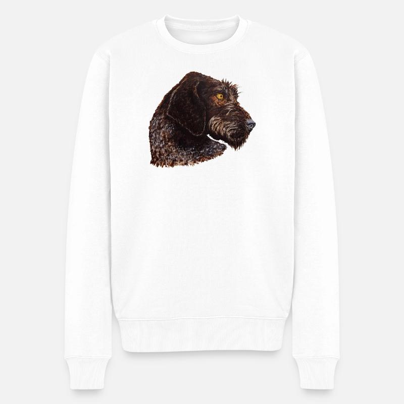 Deutsch Stichelhaar Portrait - Männer Premium Bio Pullover - Weiß