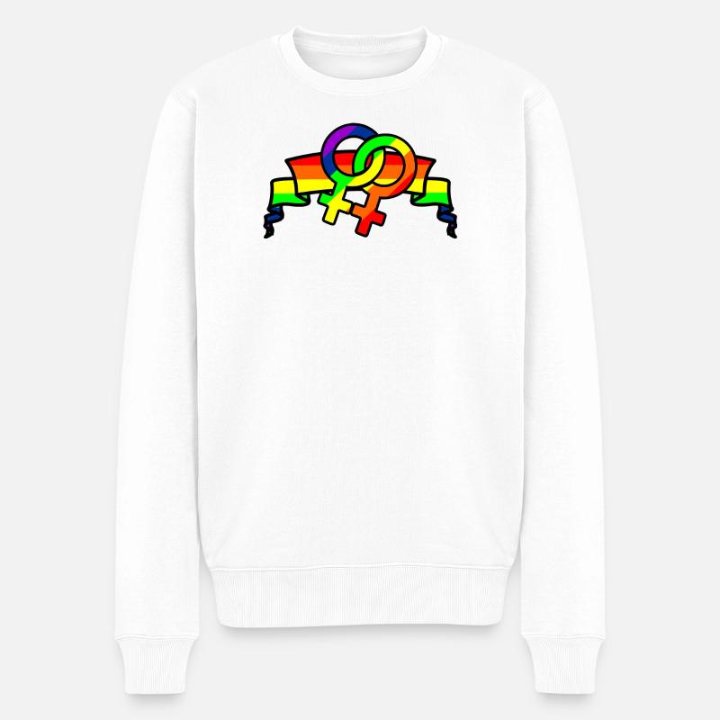 Logo de Rainbow lesbies fier - Pull Premium bio Homme - blanc