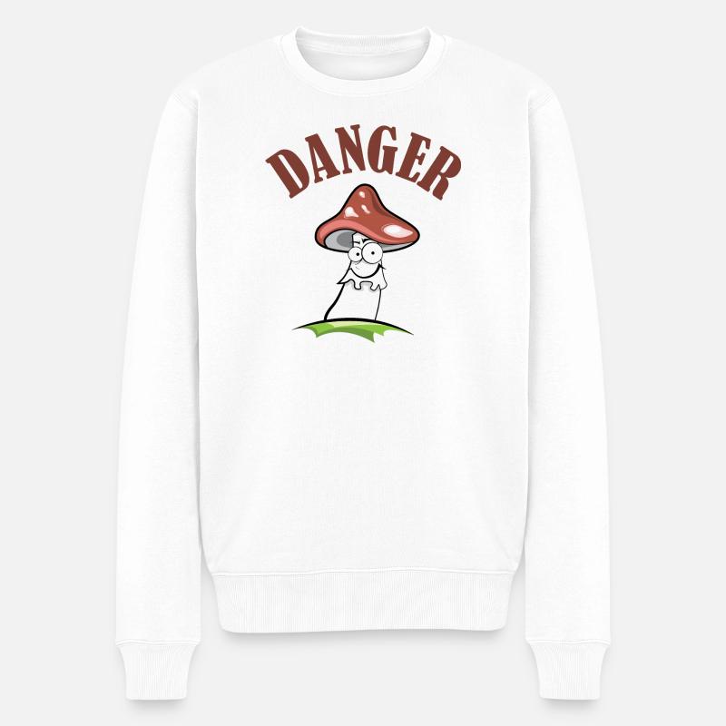 Toadstool danger symbol comic funny - Men's Premium Organic Jumper - white