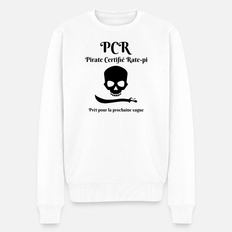 (PCR) Pirate Certifié Rate-pi - Pull Premium bio Homme - blanc