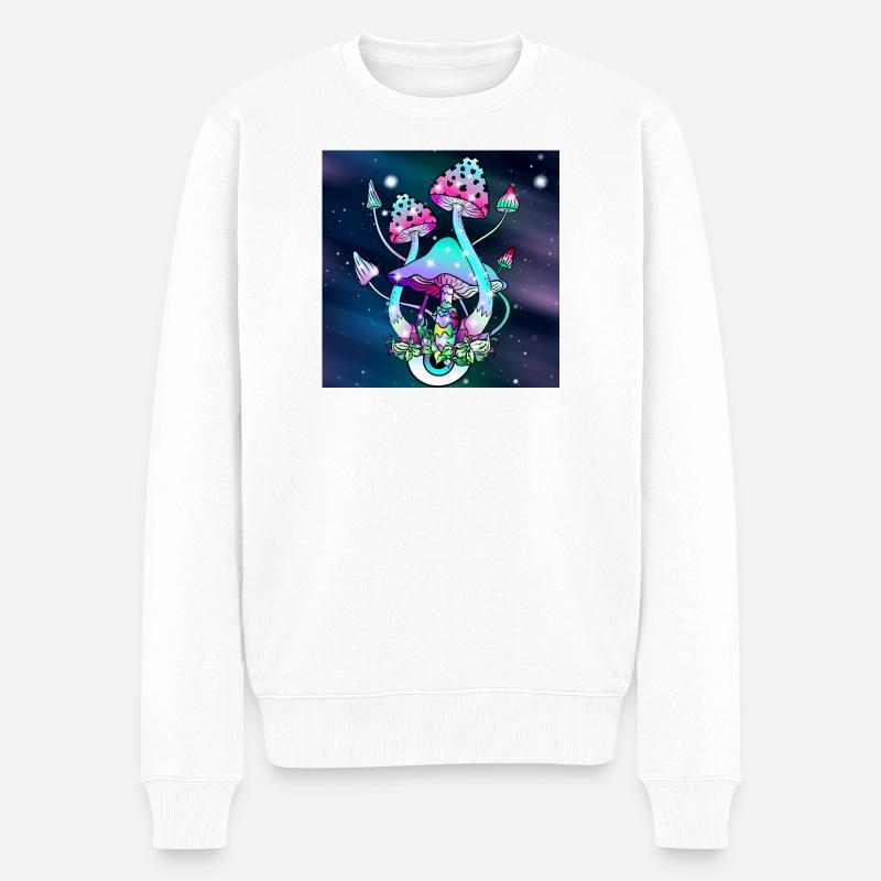 Champignons magiques Art spatial - Pull Premium bio Homme - blanc
