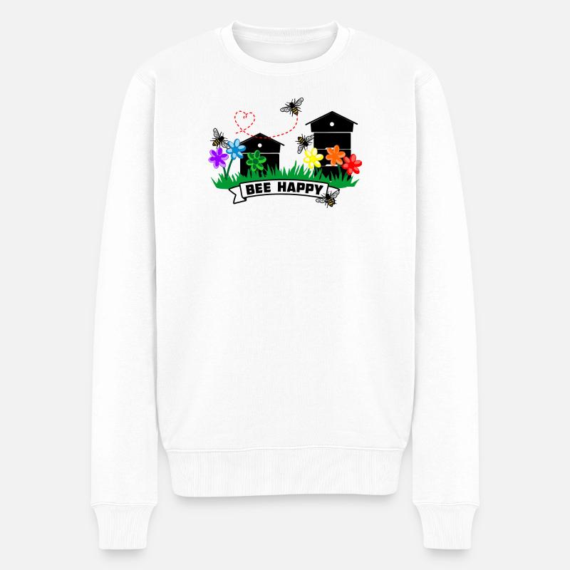 Honiggewächshäuser und Blumen - Männer Premium Bio Pullover - Weiß